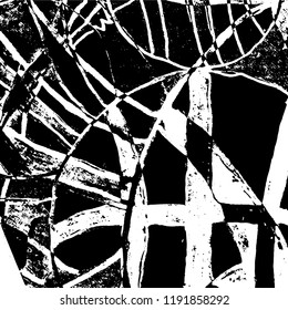 Simple abstract black and white drawing. Expressive drawing. Abstract Overlay Texture. Vector.