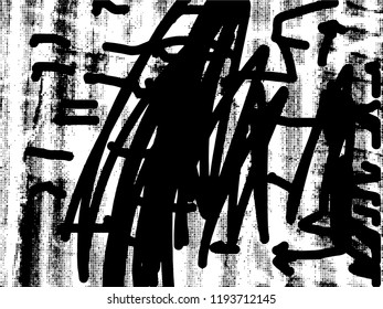 Simple abstract black and white drawing. Expressive drawing. Abstract Overlay Texture. Vector.