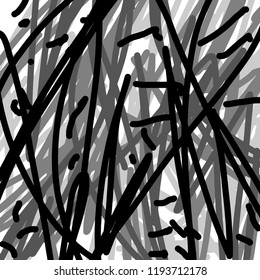 Simple abstract black and white drawing. Expressive drawing. Abstract Overlay Texture. Vector.