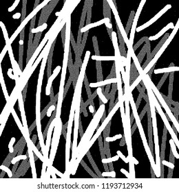 Simple abstract black and white drawing. Expressive drawing. Abstract Overlay Texture. Vector.
