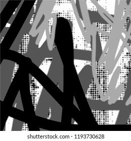 Simple abstract black and white drawing. Expressive drawing. Abstract Overlay Texture. Vector.