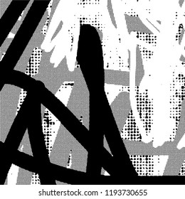 Simple abstract black and white drawing. Expressive drawing. Abstract Overlay Texture. Vector.