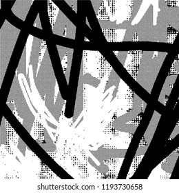 Simple abstract black and white drawing. Expressive drawing. Abstract Overlay Texture. Vector.