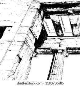 Simple abstract black and white drawing. Expressive drawing. Abstract Overlay Texture. Vector.