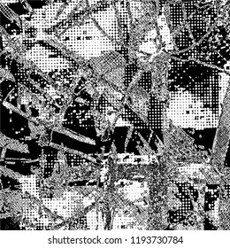 Simple abstract black and white drawing. Expressive drawing. Abstract Overlay Texture. Vector.