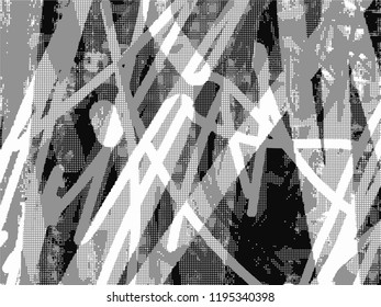 Simple abstract black and white drawing. Expressive drawing. Abstract Overlay Texture. Ink Print Distress Background . Vector.  Grunge Texture. 