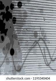 Simple abstract black and white drawing. Expressive drawing. Abstract Overlay Texture. Ink Print Distress Background . Vector.  Grunge Texture. 