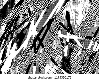 Simple abstract black and white drawing. Expressive drawing. Abstract Overlay Texture. Ink Print Distress Background . Vector.  Grunge Texture.