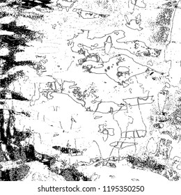 Simple abstract black and white drawing. Expressive drawing. Abstract Overlay Texture. Ink Print Distress Background . Vector.  Grunge Texture.