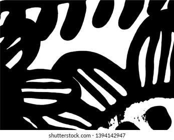 Simple abstract black and white drawing. Expressive drawing. Abstract Overlay Texture. Vector. Light Distressed Background. Ink Print Distress Background. Grunge Texture. 