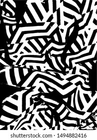 Simple abstract black and white drawing. Expressive drawing. Abstract Overlay Texture. Vector. Light Distressed Background. Ink Print Distress Background. Grunge Texture. Black and white maze pattern.