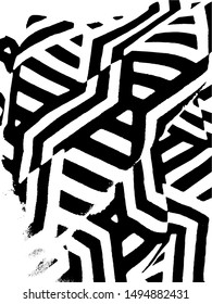 Simple abstract black and white drawing. Expressive drawing. Abstract Overlay Texture. Vector. Light Distressed Background. Ink Print Distress Background. Grunge Texture. Black and white maze pattern.