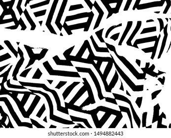 Simple abstract black and white drawing. Expressive drawing. Abstract Overlay Texture. Vector. Light Distressed Background. Ink Print Distress Background. Grunge Texture. Black and white maze pattern.