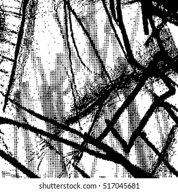 Simple abstract black and white drawing. Expressive drawing. Abstract Dots Overlay Texture. 