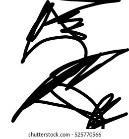 Simple abstract black and white drawing. Expressive drawing. Linear drawing.