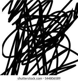 Simple abstract black and white drawing. Expressive drawing. Linear drawing.