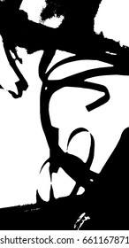 Simple abstract black and white drawing. Expressive drawing. Linear drawing. Vector.