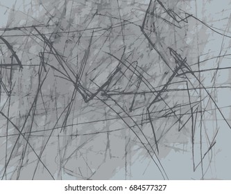 Simple abstract black and white drawing. Expressive drawing. Abstract artistic background. Vector.