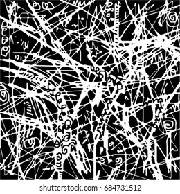Simple abstract black and white Expressive Linear drawing. Artistic background. Vector.