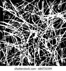 Simple abstract black and white Expressive Linear drawing. Artistic background. Vector.