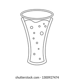 A simple abstract black and white icon from a mug, a glass of fresh, foamy, tasty, refreshing beer and copy space on a white background. Vector illustration.