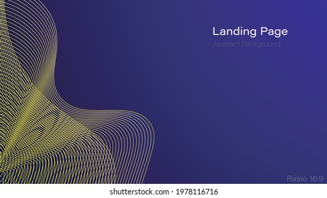 simple abstract blue background with gold line wave and ratio 16.9, can be used for banner sale, wallpaper, for, brochure, landing page.