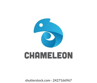 simple abstracto azul camaleón logo icono símbolo plantilla de diseño ilustración inspiración