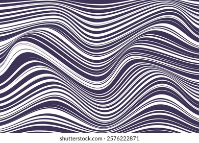 simple abstract blue color thin to thick wavy distort line pattern