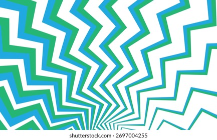  simples abstrato azul e verde cor sunbrust zig zag vetor padrão