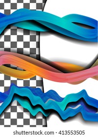 simple abstract blue ind pink lines with shadows on transparent background