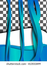 simple abstract blue lines with shadows on transparent background