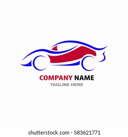 Simple abstract blue red car logo