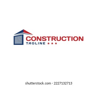 Simple Abstract Blue Red Construction Logo Design template