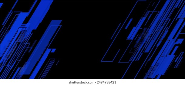 tecnología abstracta simple azul con líneas sobre fondo negro