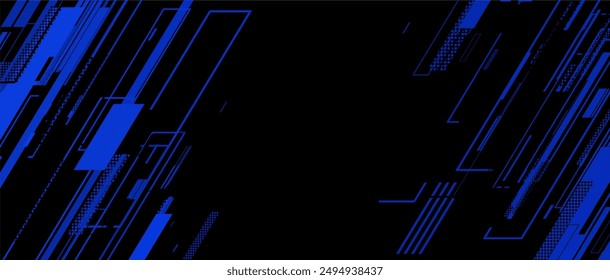 simple abstract blue tech with lines on black background