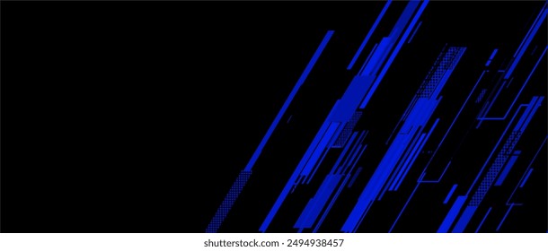 simple abstract blue tech with lines on black background