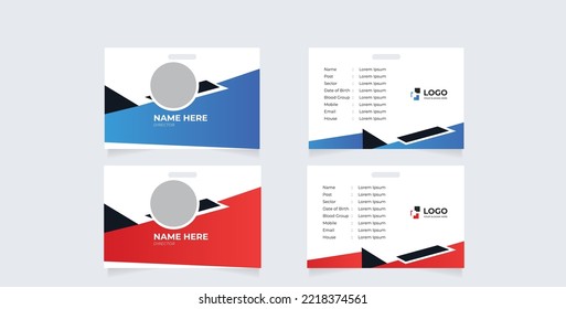 Simple Abstract Blue White Geometric Id Card Design, Professional Identity Card Template Vector