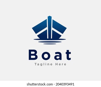 simple abstract boat ship sail logo template illustration