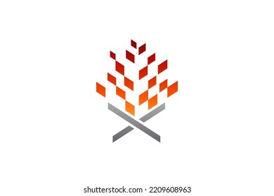 Simple Abstract Bonfire Logo In Red Gradient Color