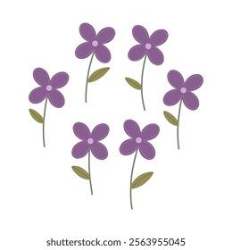 Simple Abstract Botanical Floral Isolated On White Background. Vector Illustation