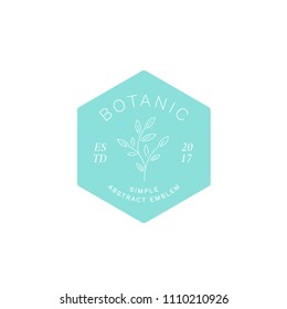 Simple Abstract Botanical Label, Emblem or Logo Template. Line Style Flower Silhoutte and Modern Typography. Isolated.