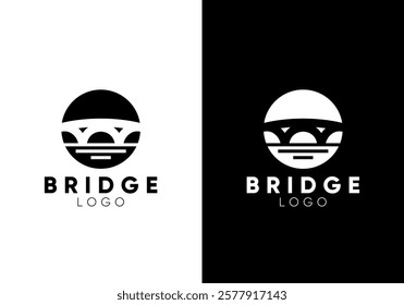 simple abstract bridge circle logo design vector graphic
