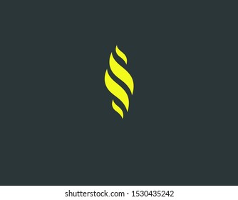 Simple abstract bright yellow logo sign volumetric wavy shape for company