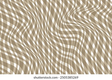 Fondo abstracto abstracto simple del patrón ondulado a cuadros del cheque del color marrón con las líneas onduladas en un patrón