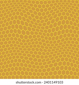 simple abstract brown color geometric dot hexagon honeycomb distort wavy pattern art work on yellow color background