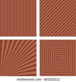 Simple abstract brown striped pattern background set
