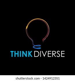 simple abstract bulb think diverse vector logo