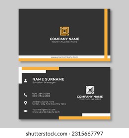 Simple abstract business card with orange and black color design