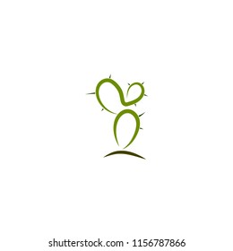 Simple abstract cactus logo, icon vector design element