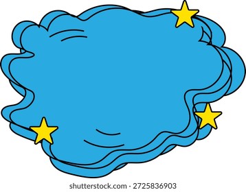 Simple Abstract Cartoon Cloud With Stars